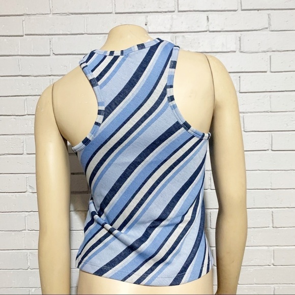 Free People Women’s Blue Diagonal Striped Tank - Picture 7 of 14